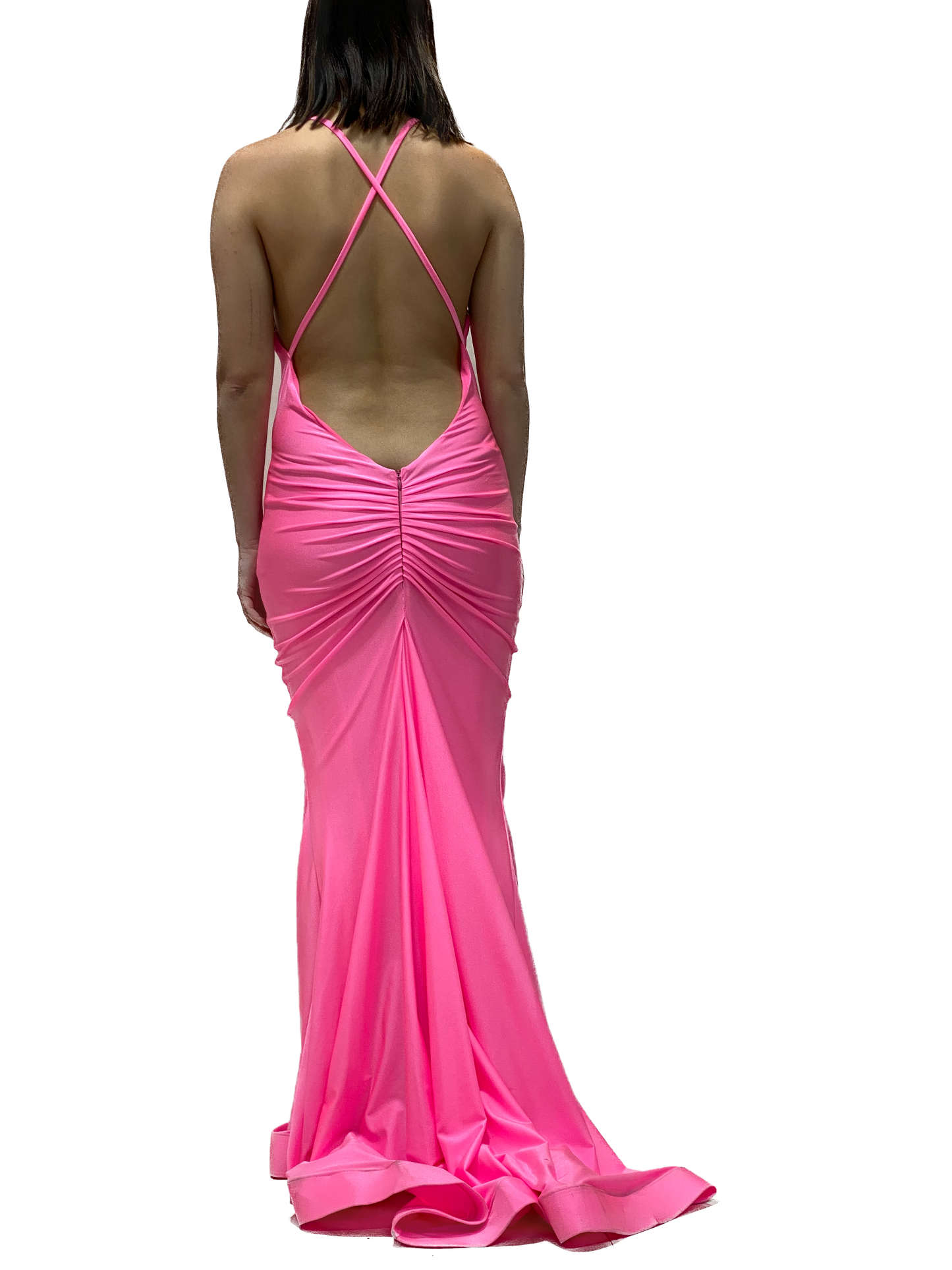 Cross Back Ruched Gown